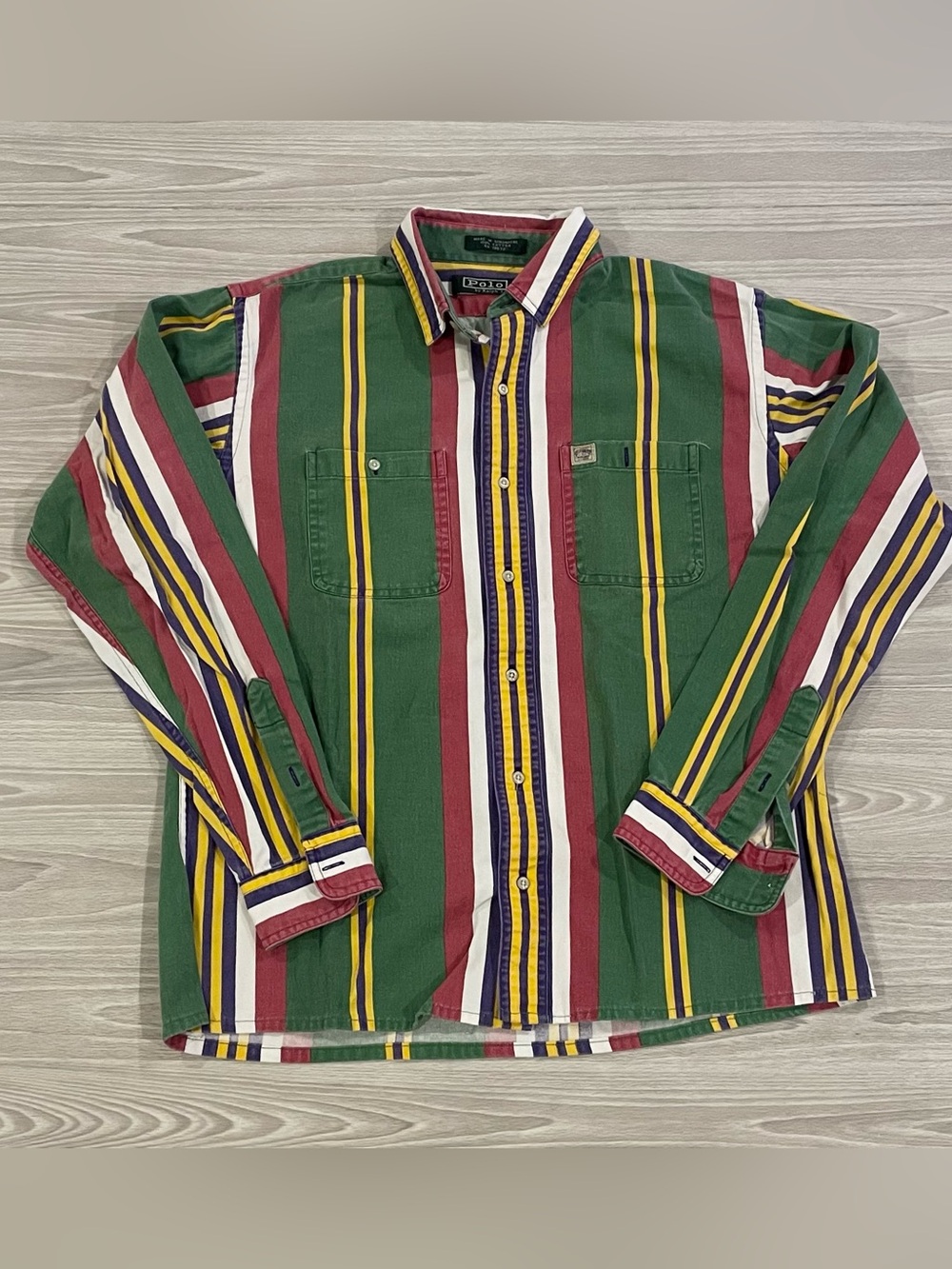 Vintage 90s Polo Ralph Lauren Country Authentic Colorblock Shirt Men’s Size XL